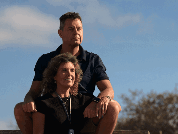 A couple having a walk in Spring